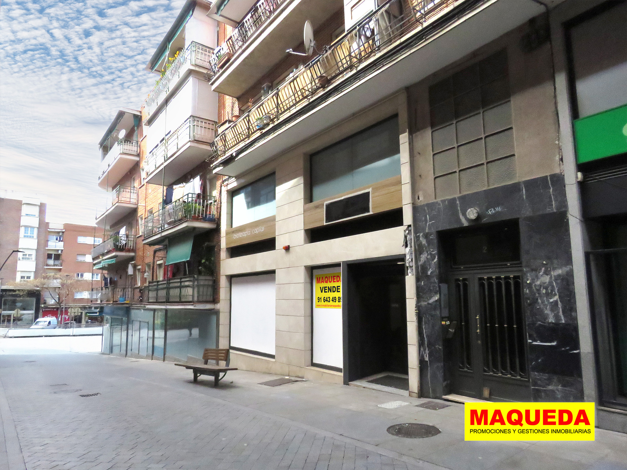 Fachada del local en venta en calle Aragón, en el centro de Alcorcón