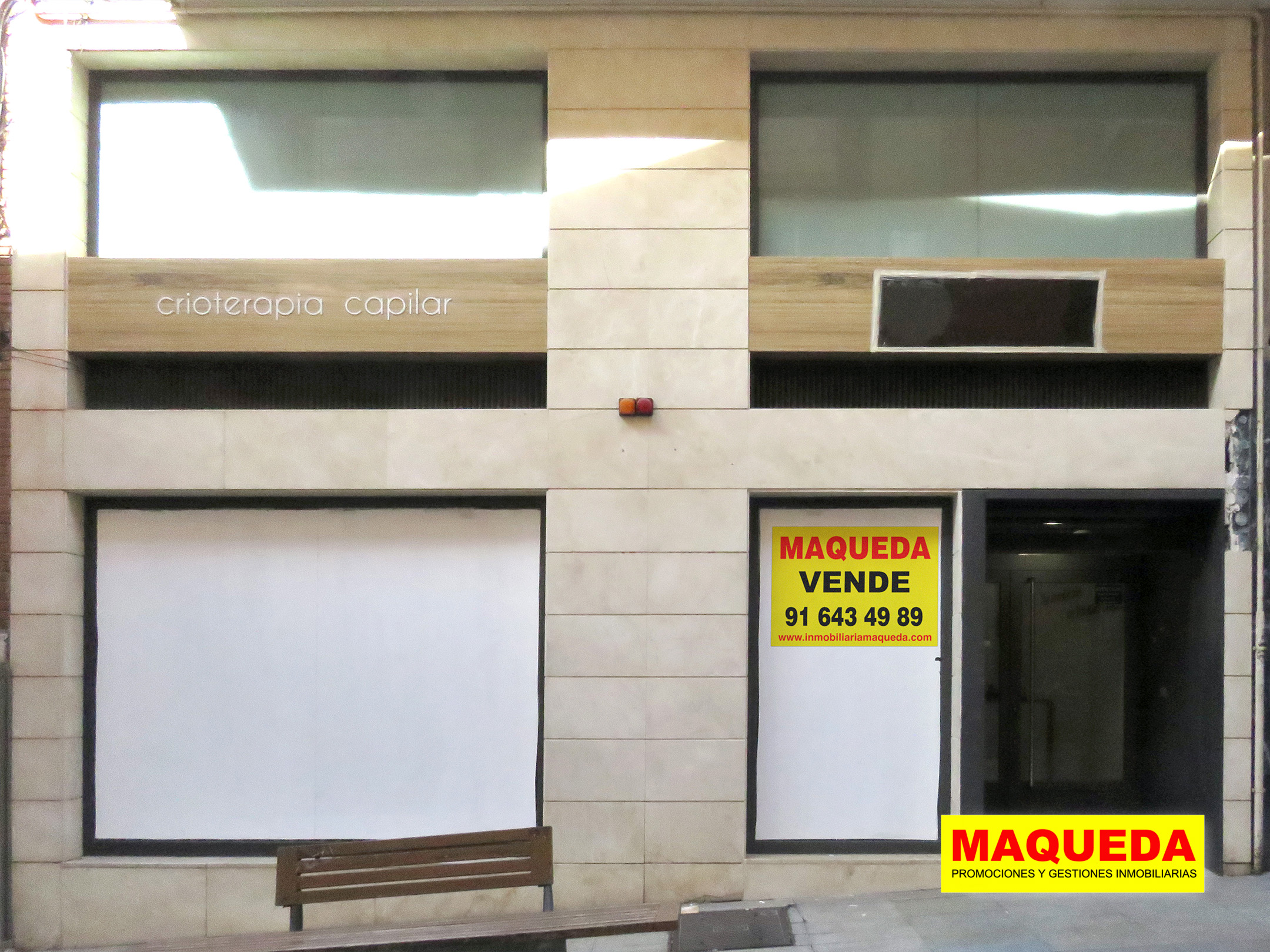 Fachada del local en venta en calle Aragón, en el centro de Alcorcón