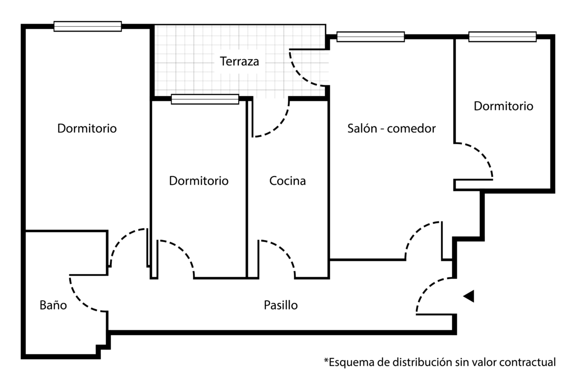 Plano de distribución del piso en venta en calle Cisneros, Alcorcón