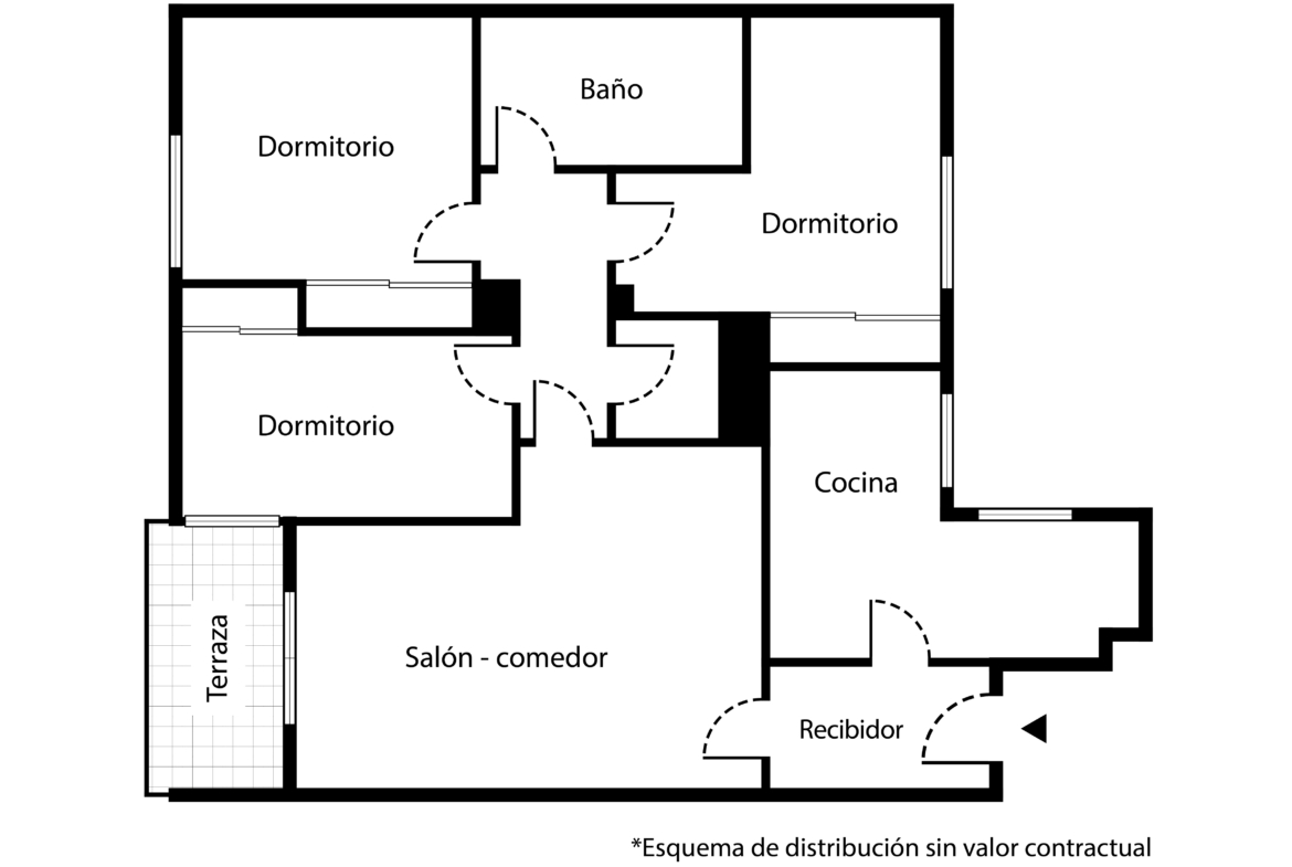 Plano de distribución del piso en venta en Alcorcón