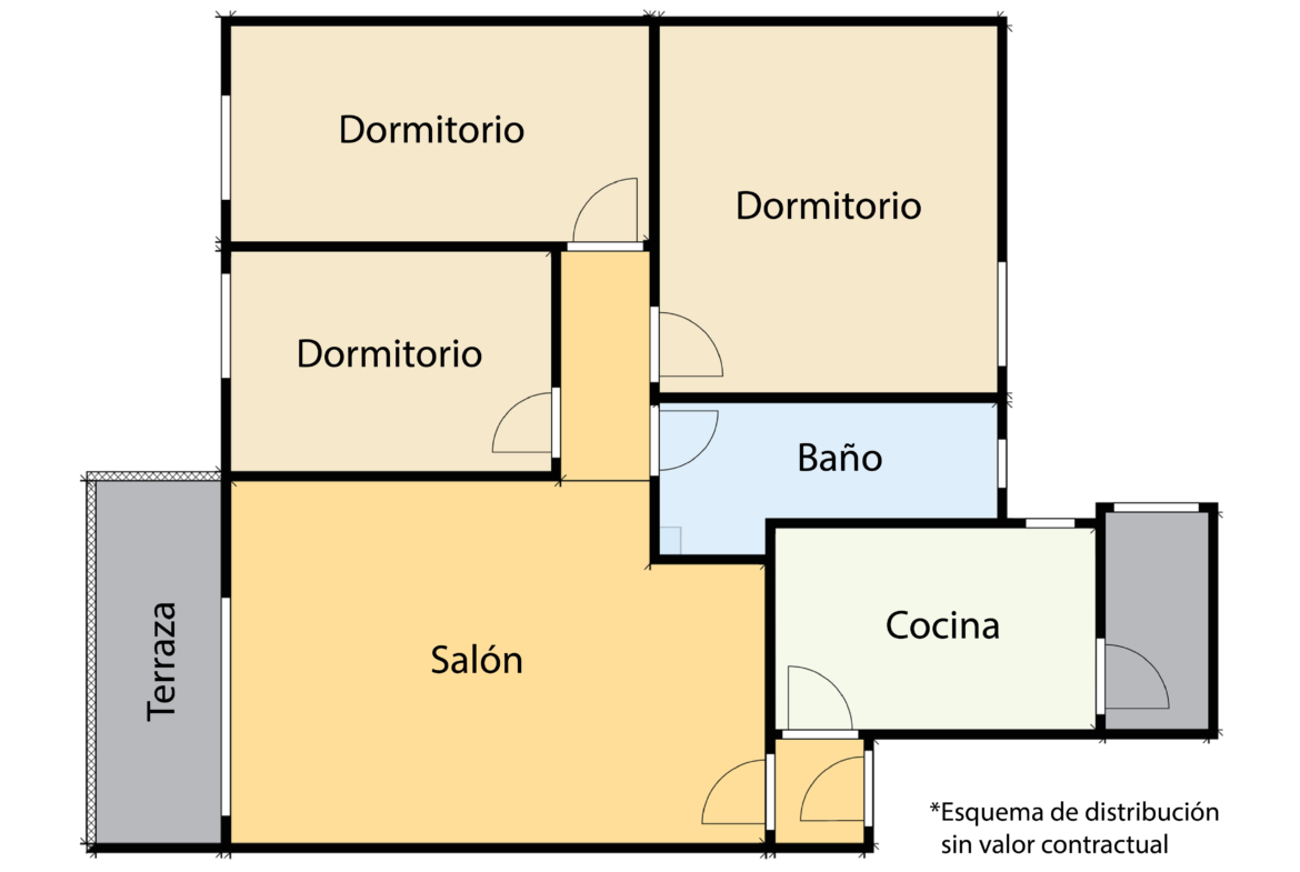 Plano de distribución del piso en venta en zona Los Cantos - Alcorcón