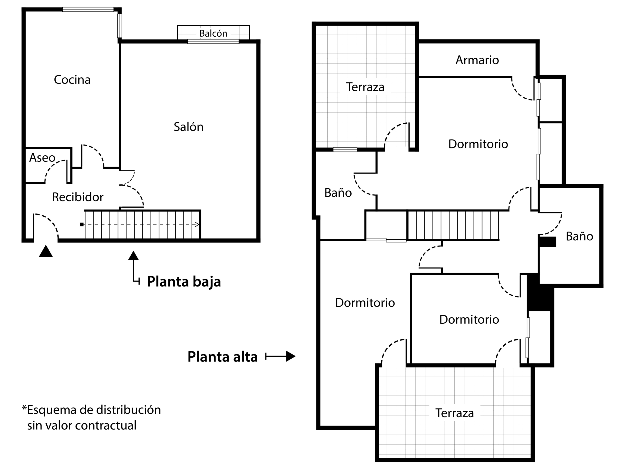 Plano de distribución del dúplex en venta en Prado Santo Domingo