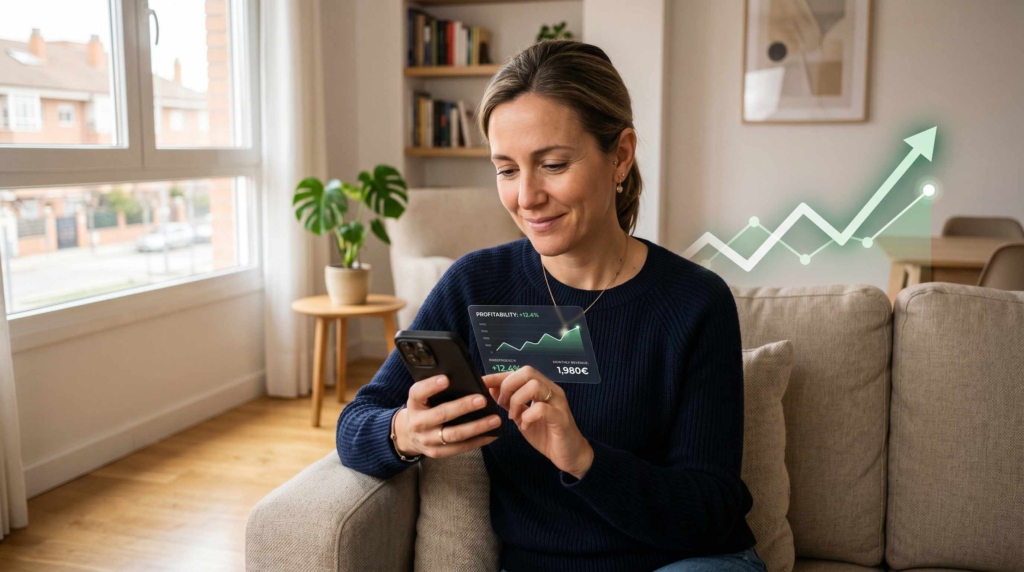 Propietario revisando la rentabilidad del alquiler en su vivienda en Alcorcón