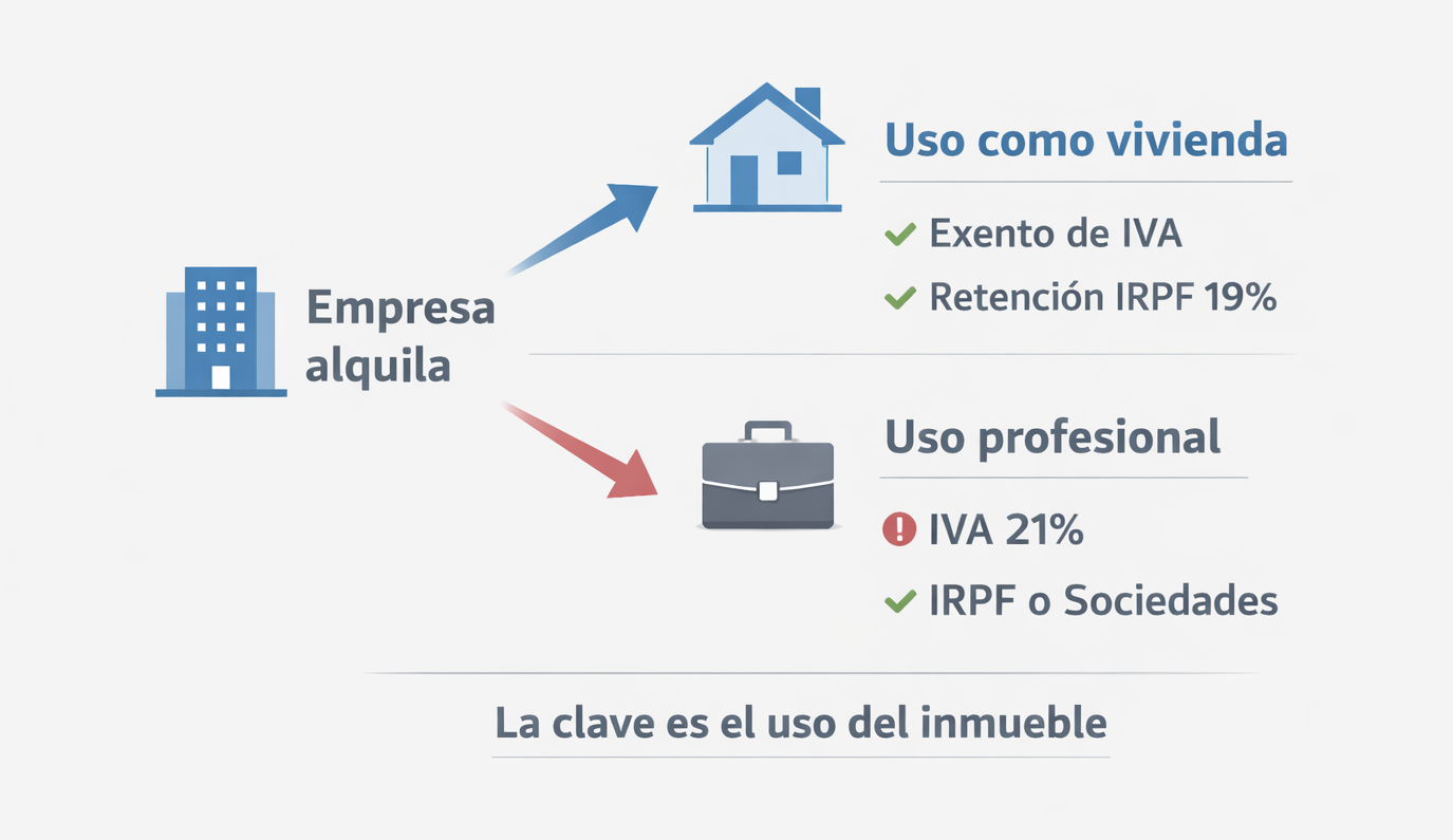 alquiler a empresa iva vivienda uso profesional fiscalidad alquiler españa