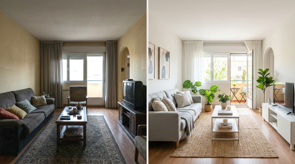 Comparativa antes y después de preparar una vivienda para vender en Alcorcón