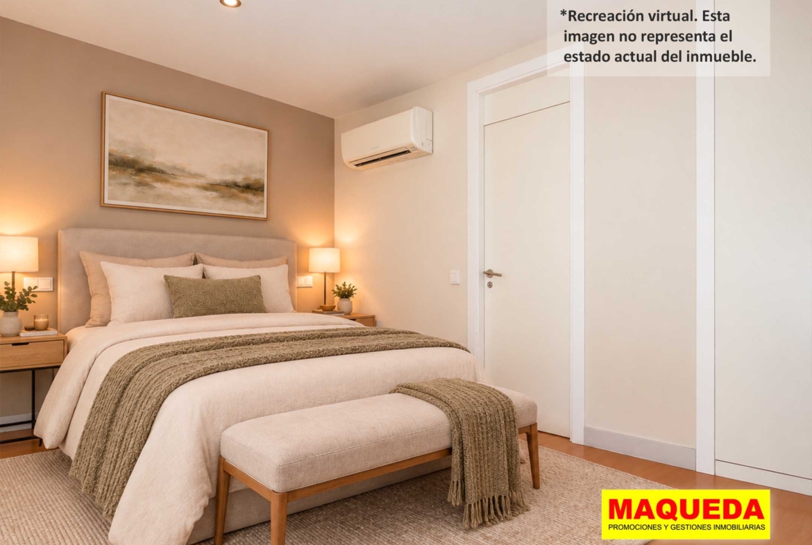 Dormitorio del Loft en venta en Alcorcón con home staging virtual