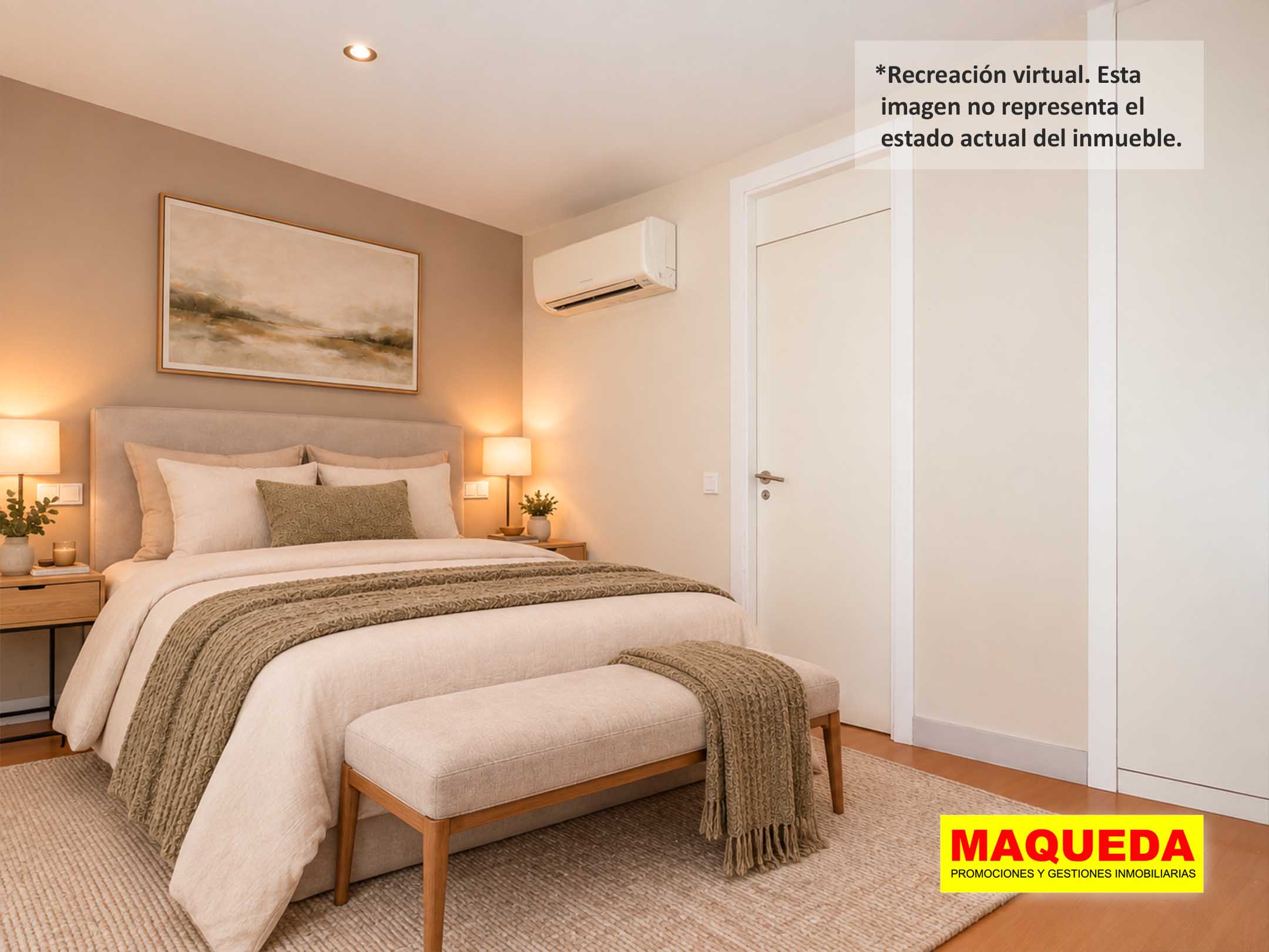 Dormitorio del Loft en venta en Alcorcón con home staging virtual