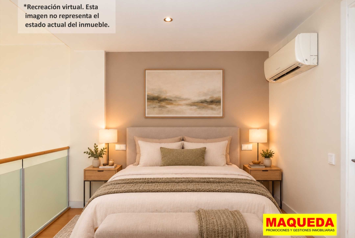 Habitación del Loft en venta en Alcorcón con home staging virtual