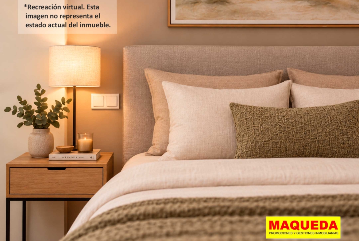 Detalles de la habitación del Loft en venta en Alcorcón con home staging virtual