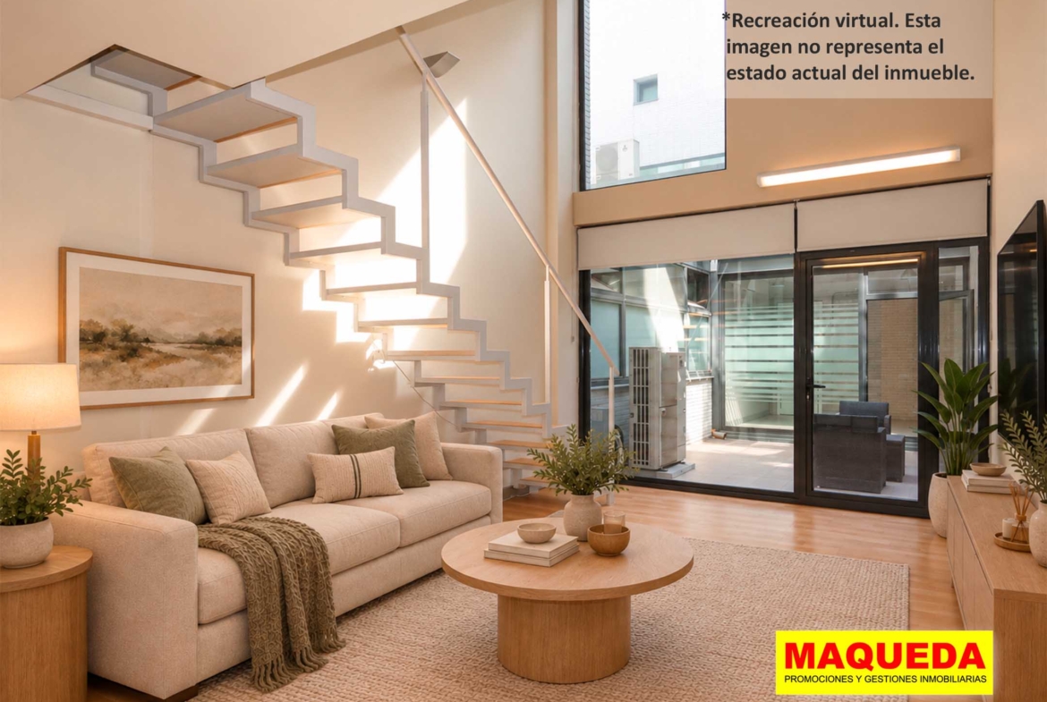 Planta baja del loft en venta en Alcorcón con home staging virtual