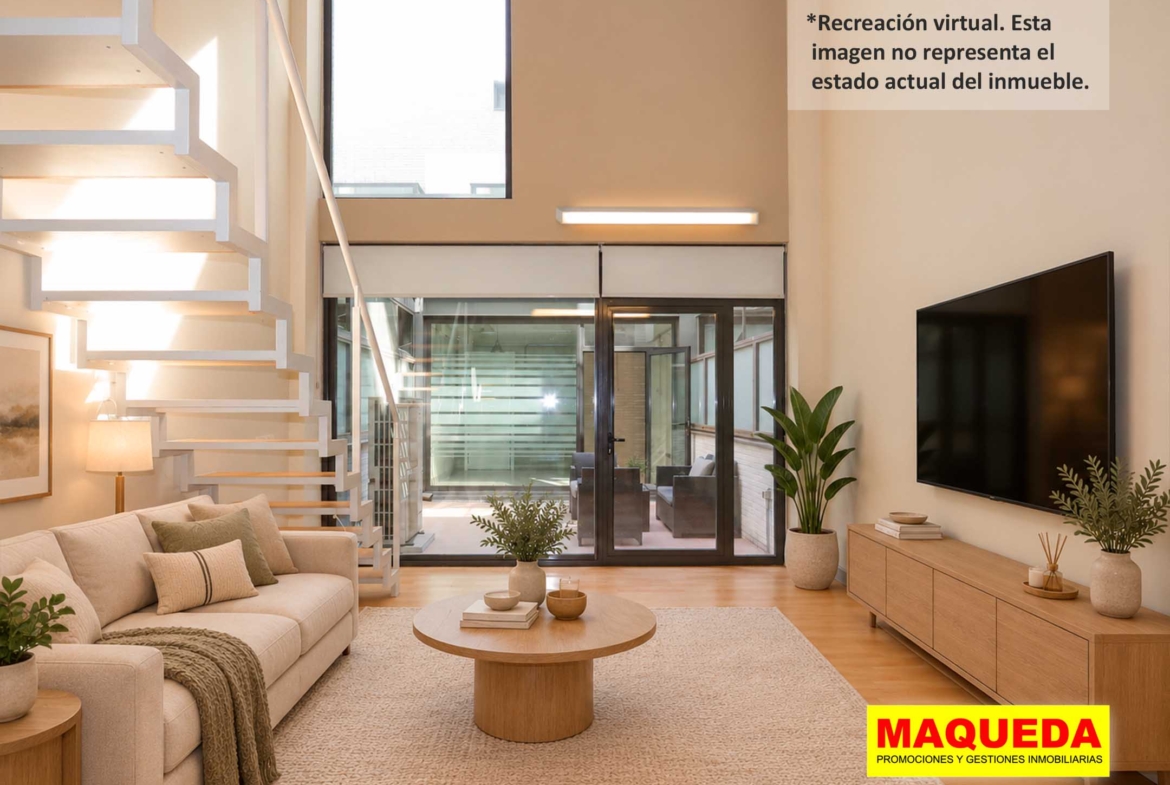 Salón del loft en venta en Alcorcón con home staging virtual