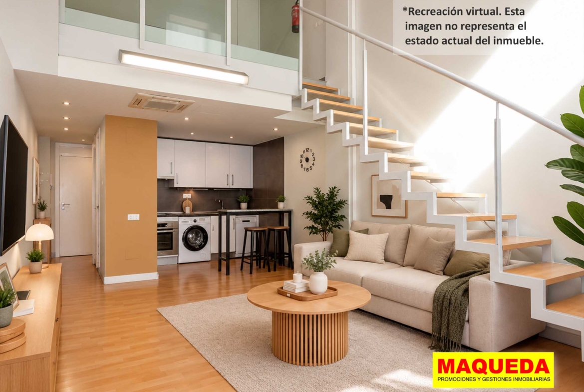 Cocina del loft en venta en Alcorcón con home staging virtual
