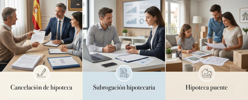 Infografía visual sobre las diferentes formas de vender una vivienda con hipoteca en Alcorcón