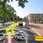 Fachada y detalle de la plaza de garaje en venta en Avenida del Oeste, Alcorcón