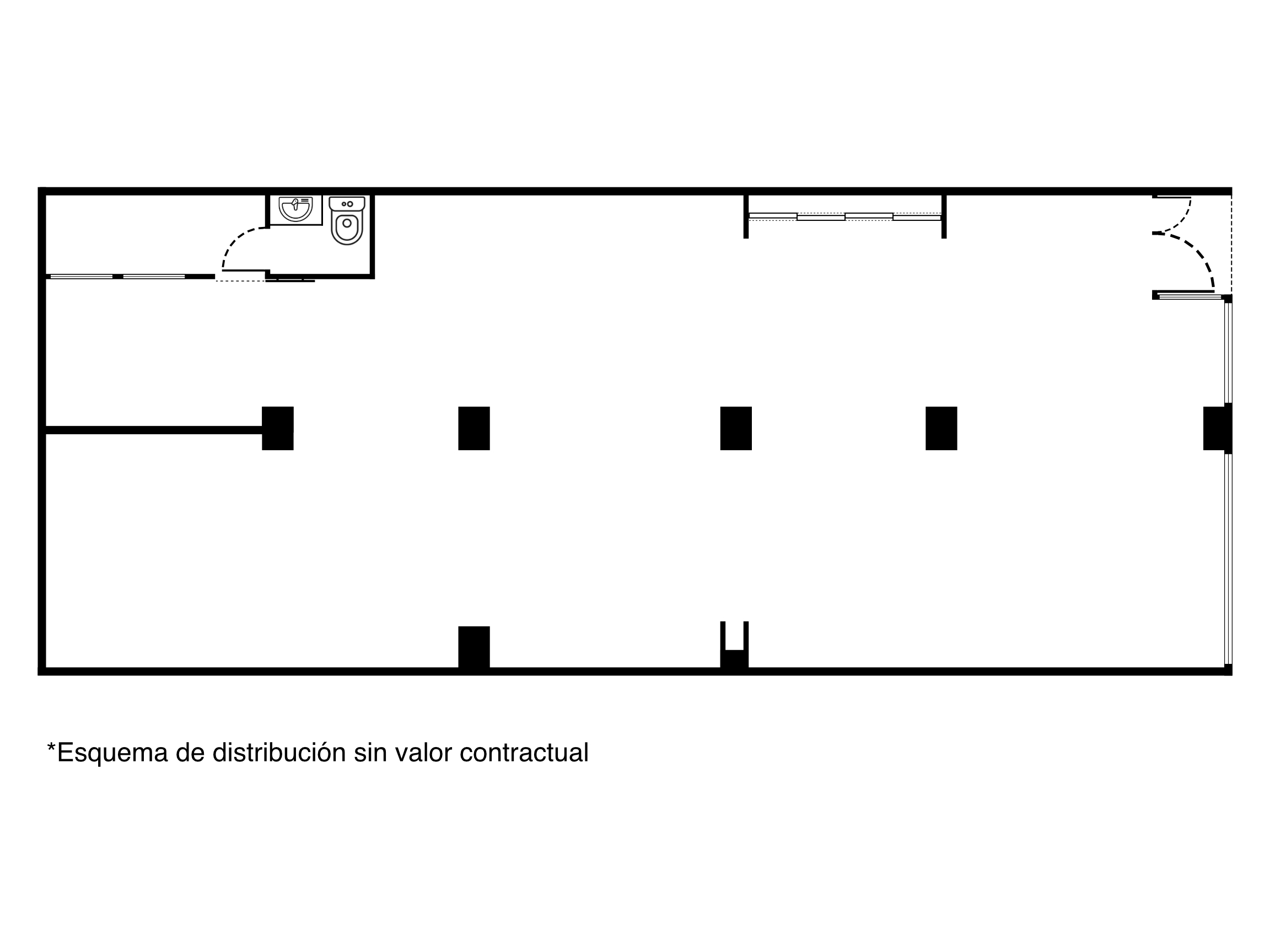 Plano de distribución del local en alquiler en Los Cantos, Alcorcón Centro