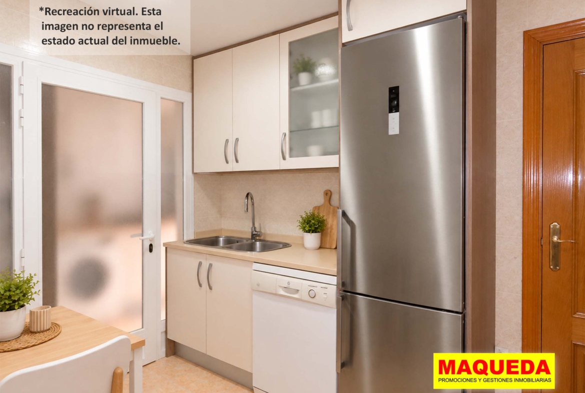 Cocina del piso en venta en calle Mayor Alcorcón con home staging virtual