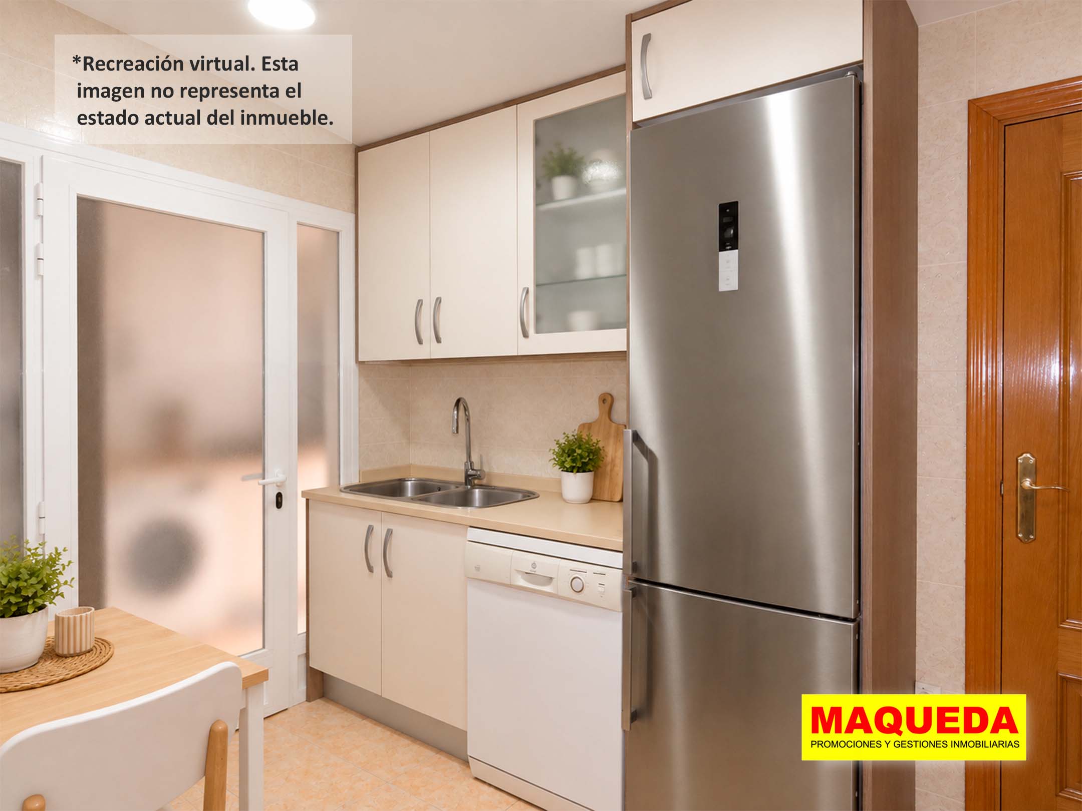 Cocina del piso en venta en calle Mayor Alcorcón con home staging virtual