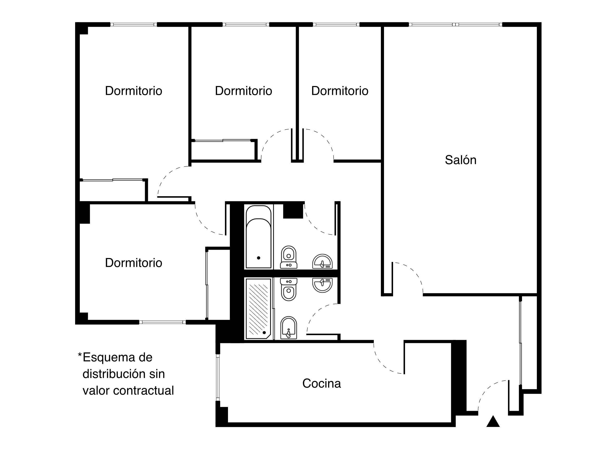 Plano del salón del piso en venta en Los Rosales - El Espinillo, Villaverde