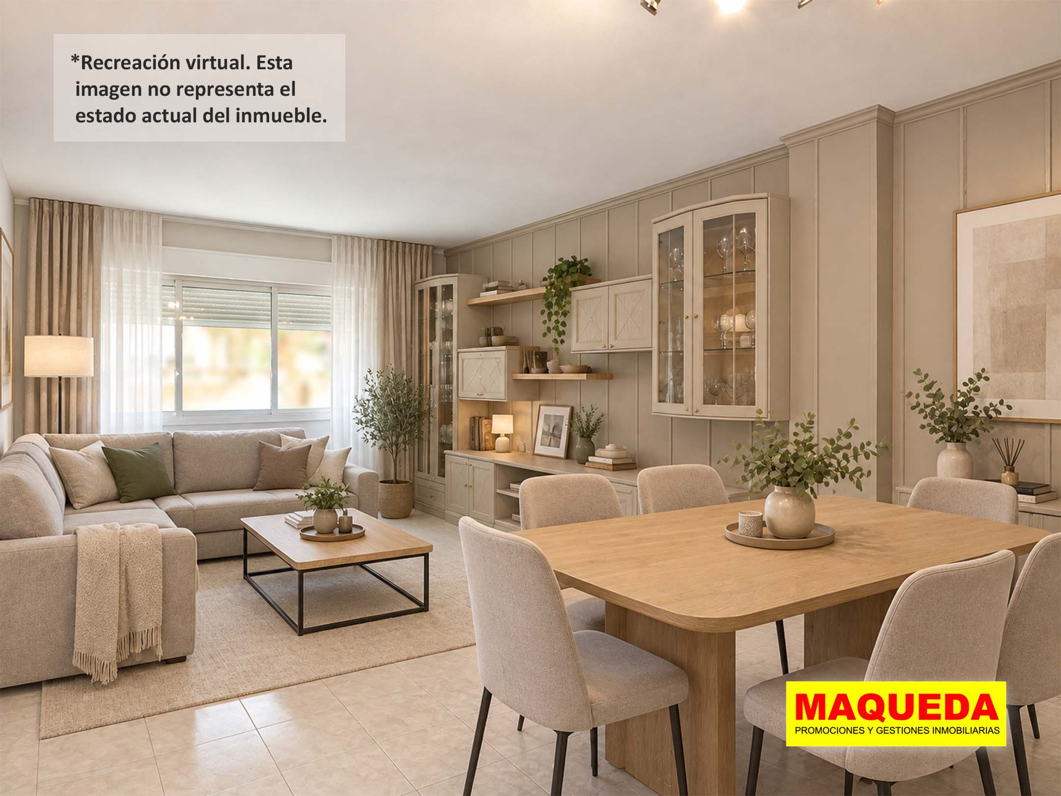 Home staging del salón del piso en venta en Los Rosales - El Espinillo, Villaverde