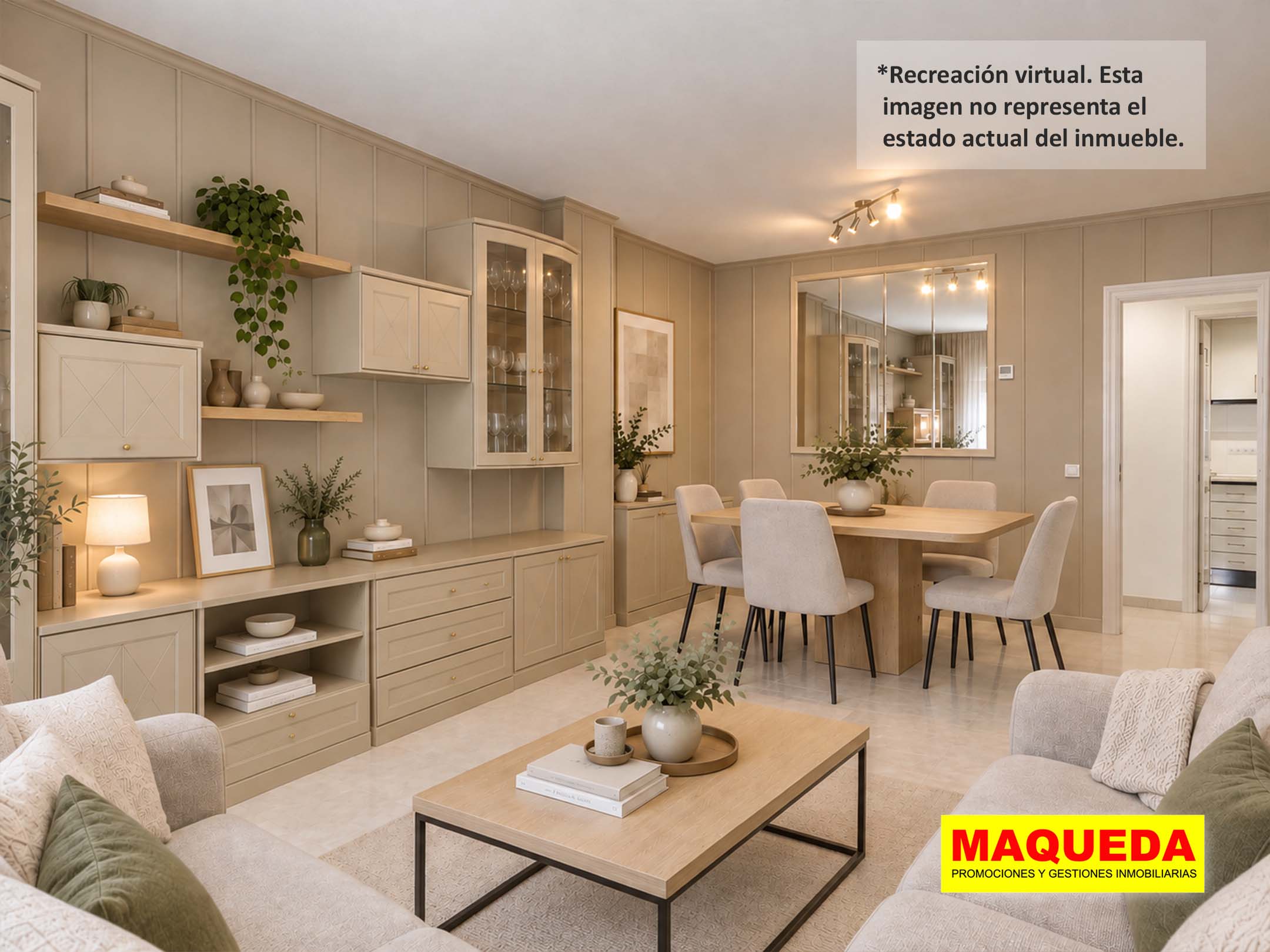 Home staging del salón del piso en venta en Los Rosales - El Espinillo, Villaverde