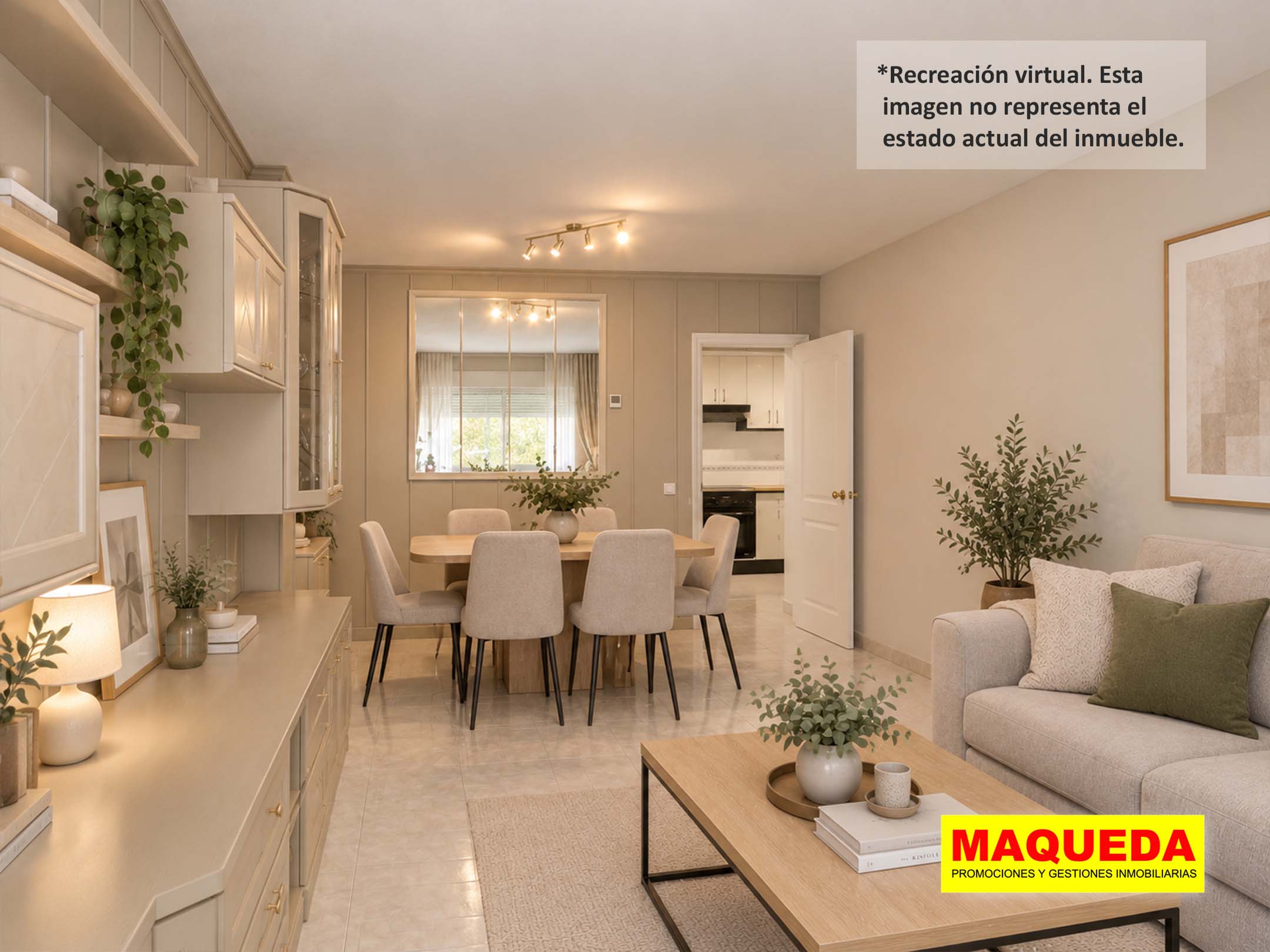 Home staging del salón del piso en venta en Los Rosales - El Espinillo, Villaverde